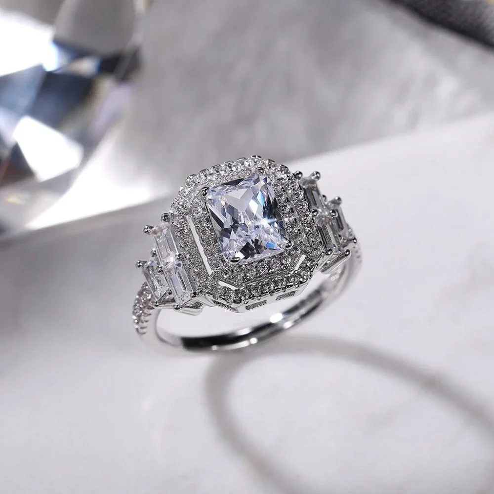 😍Radiant Shiny Cubic Zircon Wonderful Wedding Rings for Women/Girls, L068